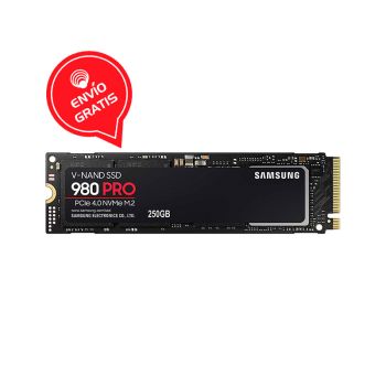 SAMSUNG 980 PRO 250GB PCIE 4.0 x4 - SSD M.2 2280 (MZ-V8P250B/AM) DISCO SOLIDO frontal gratis
