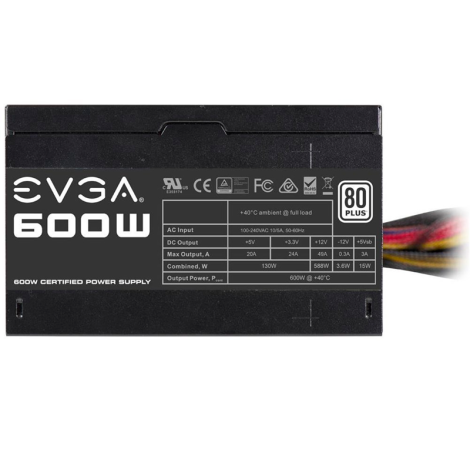EVGA 600W 80 Plus White 100-W1-0600-K1 Fuente de poder frontal 