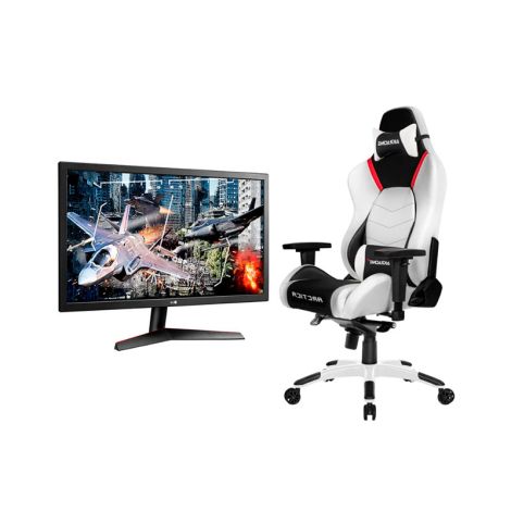 LG 23.6 24GL600F-B + AKRACING Artica blanca Silla Gamer frontal