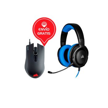 CORSAIR HARPOON RGB PRO Mouse Gaming + HS35 AZUL AUDIFONOS COMBO frontal