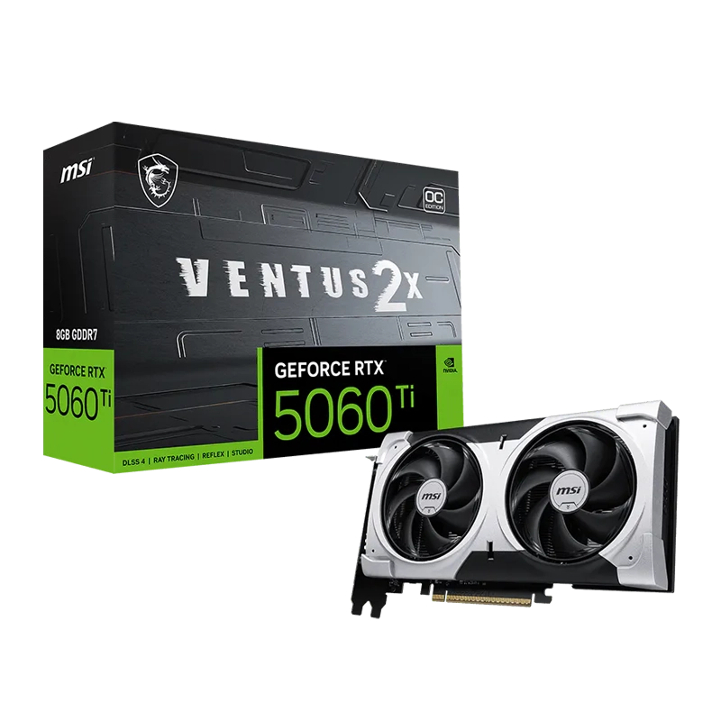 EMPAQUE MSI GEFORCE RTX 5060 Ti 8G VENTUS 2X OC PLUS EMPAQUE MSI GEFORCE RTX 5060 Ti 8G VENTUS 2X OC PLUS