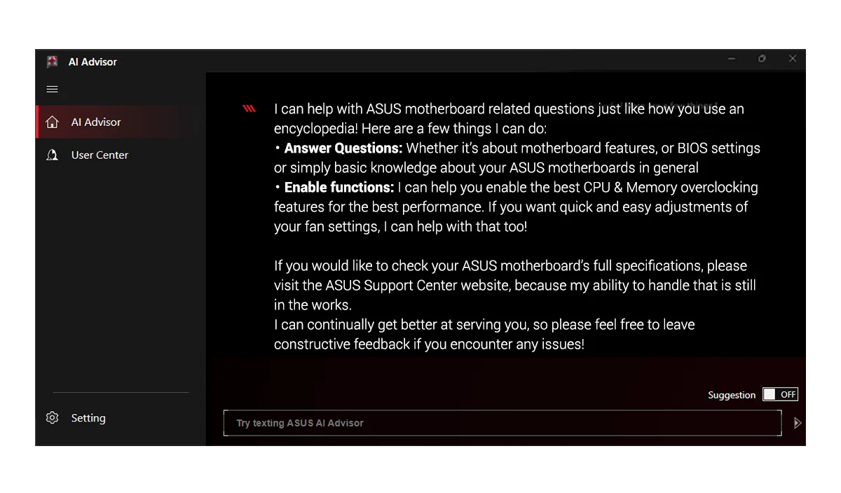 ASUS 14 ASUS AI ADVISOR